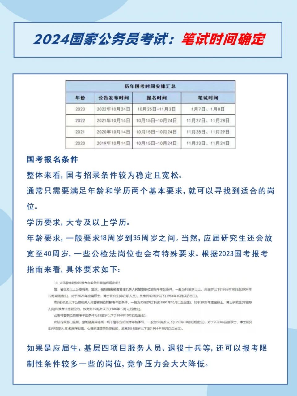 国家公务员考试2024报考条件详解及要求